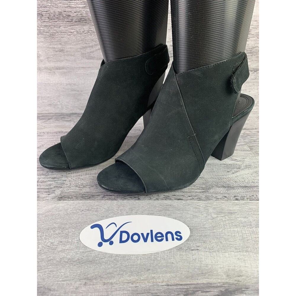 Steven By Steve Madden Womens Peep Toe Black Suede Heeled Ankle Booties Size 10